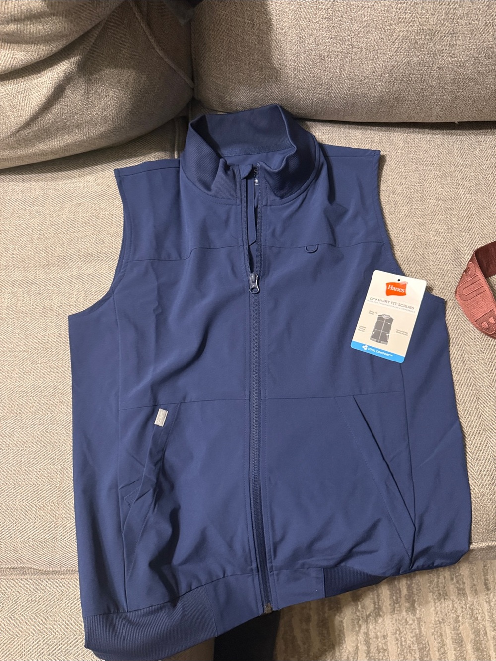 Hanes Navy Blue Sleeveless Zip-Up Vest